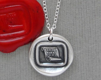 Forget Thee! No! Wax Seal Necklace On My Mind Antique Silver Wax Seal Charm Jewelry