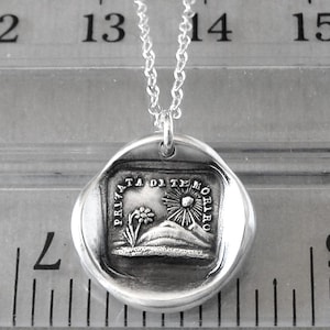 Nothing Without You Wax Seal Necklace - Sun Flower charm jewelry antique Italian Love Message
