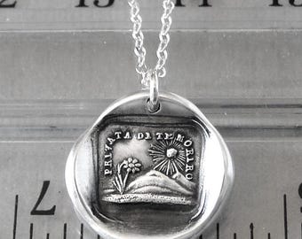 Nothing Without You Wax Seal Necklace - Sun Flower charm jewelry antique Italian Love Message