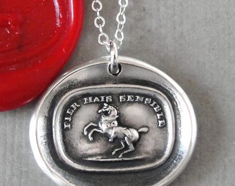 Horse Wax Seal Necklace - High Spirited Yet Sensitive - Silver Equestrian Jewelry