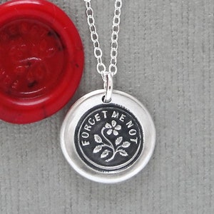 Forget Me Not Wax Seal Necklace In Silver Flower Wax Seal Charm Jewelry image 1