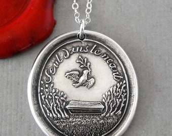 Alone In Nothingness Wax Seal Necklace - Antique Silver Jewelry Mourning Grieving Coffin