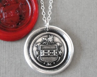Boar Head Crest - Wax Seal Necklace Symbolizing Fearless Courage Protection Antique Silver Wax Seal Jewelry