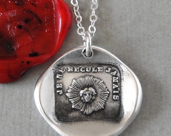 Wax Seal Necklace: I Never Retreat, Antique Silver Jewelry, I Won't Back Down Motto