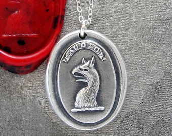 To Dare - Griffin Wax Seal Necklace - Strength Courage Antique Wax Seal Jewelry Mythical Gryphon