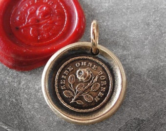 Wax Seal Charm Not Without Thorns antique wax seal jewelry Rose Motto