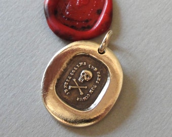 Skull Wax Seal Charm - No Fear - Antique Memento Mori Fearless Motto Wax Seal Jewelry Skull Crossbones