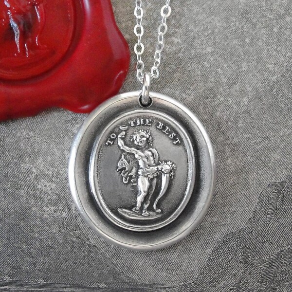 To The Best - Wax Seal Necklace Bacchus Wine God Dionysus Wax Seal Jewelry Celebration