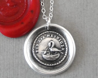 For My Family - Wax Seal Necklace Pelican In Piety Mother's Love - Antique Wax Seal Jewelry