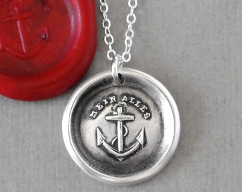 My Everything - Wax Seal Necklace With Anchor Silver Wax Seal Jewelry Hope Symbol