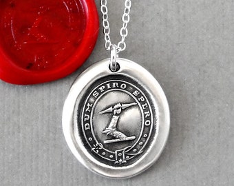 While I Breathe I Hope Wax Seal Necklace - Ready For Battle Antique Silver Wax Seal Jewelry