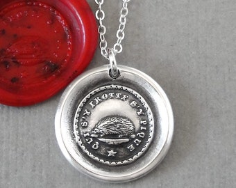 Armed On Every Side - Hedgehog Wax Seal Necklace - Defensive Protection Antique Wax Seal Jewelry