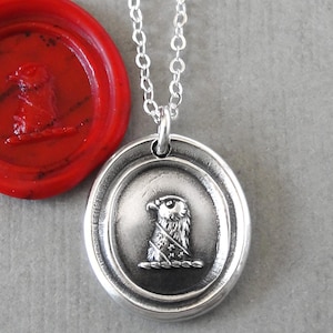 Falcon Head Wax Seal Necklace  - Antique Silver Wax Seal Jewelry Symbol of Power Honor Persistence