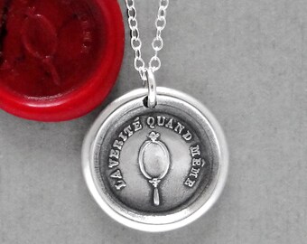 Wax Seal Necklace I Am Who I Am - Truth In Mirror - Antique French Wax Seal Charm Jewelry