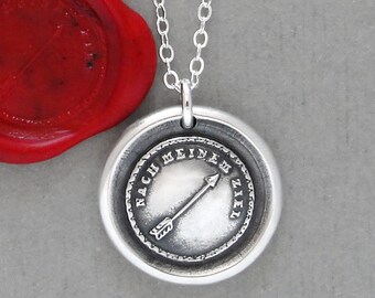 Towards My Goal Wax Seal Necklace, Silver Arrow Jewelry, Inspirational Motivational Charm