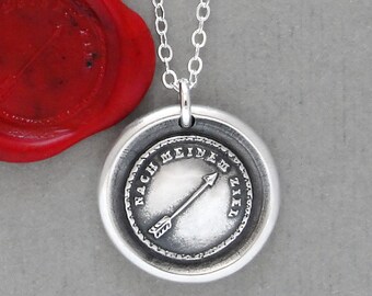 Towards My Goal Wax Seal Necklace - Silver Arrow Antique Wax Seal Jewelry Achieve Inspirational