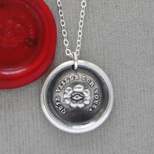 Eye Wax Seal Necklace - Protection Antique Wax Seal Jewelry - Eye of Providence  All Seeing Eye It Watches Over You