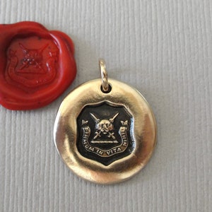 Nothing In Life Is Permanent - Wax Seal Charm Leopard Head Antique Wax Seal Jewelry Latin Motto In Bronze