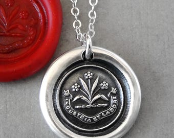 Wax Seal Necklace By Effort And Hard Work - Forget Me Not Flower Silver Jewelry