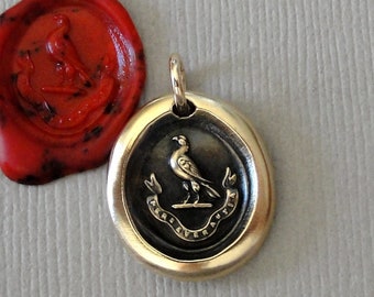 Perseverance - Wax Seal Pendant Tiny Hawk - Antique Bronze Wax Seal Jewelry Keep Going Achieve Goals