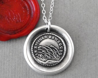 Destiny Wax Seal Necklace - In Perpetual Motion antique wax seal charm jewelry reeds and French motto by RQP Studio