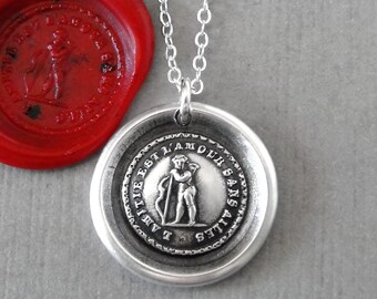 Friendship Wax Seal Necklace - Love Without Wings Silver Charm Jewelry