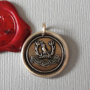 Fair And Honest - Wax Seal Pendant Peace Dove - Antique Bronze Wax Seal Jewelry Charm With Latin Motto
