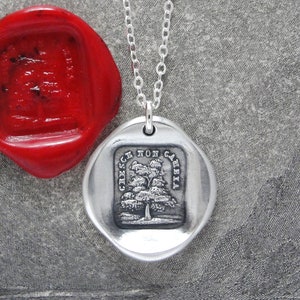 Grow Don&#39;t Change - Wax Seal Necklace with Evergreen Tree - antique wax seal charm jewelry Italian motto by RQP Studio