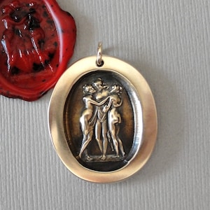 The Three Graces - Wax Seal Pendant Antonio Canova's Charites - Antique Wax Seal Jewelry