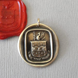 Do Not Yield To Misfortunes - Mythical Griffin Wax Seal Pendant - Antique Wax Seal Jewelry Strength Courage