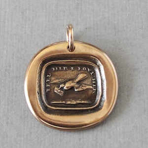 Tell Her I Love Her - Bronze Wax Seal Charm Dove Love Message - Antique Wax Seal Jewelry