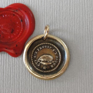 Hedgehog Wax Seal Pendant - Defensive Protection Antique Wax Seal Jewelry - Not Touched With Impunity