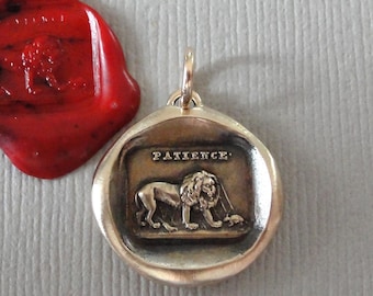 Lion and The Mouse Wax Seal Pendant - Aesop Fable Antique French Wax Seal Charm Jewelry