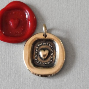 Melting Heart Wax Seal Pendant - Antique Wax Seal Jewelry In Bronze Sweet Love Made Of Melting Stuff