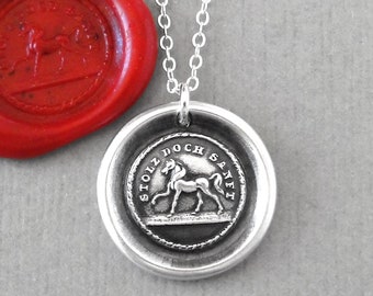 Horse Wax Seal Necklace - High Spirited Proud Yet Gentle - antique wax seal charm jewelry equestrian by RQP Studio
