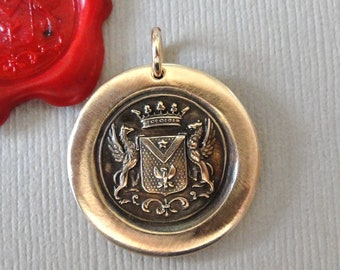 Mythical Griffin Pendant - Courage Strength Talisman - Antique Bronze Jewelry