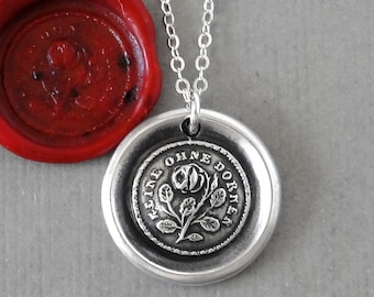 Wax Seal Necklace Not Without Thorns antique wax seal jewelry Rose Motto by RQP Studio