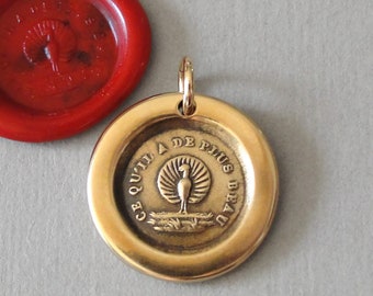 Colgante con sello de cera de pavo real: dije de bronce antiguo con cita francesa
