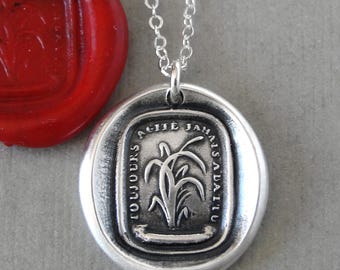 Bend, Never Break - Wax Seal Necklace Inspirational Encouragement Strength Bulrush Reed