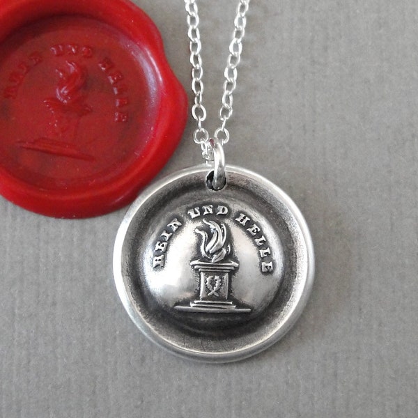 Burn Brightly Wax Seal Necklace - Motivational Inspirational Encouragement Wax Seal Jewelry Silver Fire Motto