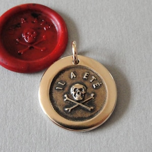 Skull Wax Seal Pendant - Antique Memento Mori Wax Seal Jewelry Motto It Hath Been