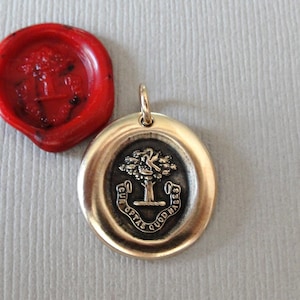 Why Wish For What You Have - Tree of Life Wax Seal Pendant - Wax Seal Jewelry Pelican Piety Latin Motto