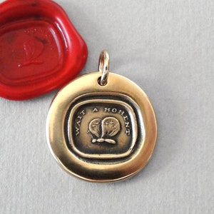 Butterfly Wax Seal Pendant - Wait A Moment - Antique Bronze Wax Seal Jewelry Charm Carpe Diem