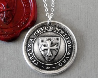 Better Than Gold - Wax Seal Necklace With Cross - Antique Silver Faith Jewelry