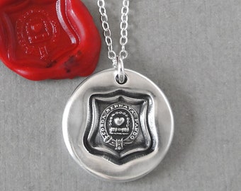 I Open Locked Hearts - Wax Seal Necklace - Love Heart Antique Silver Wax Seal Jewelry