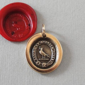 Live Forever - Wax Seal Pendant With Peace Dove - Antique Bronze Wax Seal Jewelry To Live In Eternity