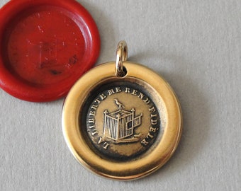 Freedom Makes Me Faithful Wax Seal Charm Birdcage - antique wax seal jewelry love pendant