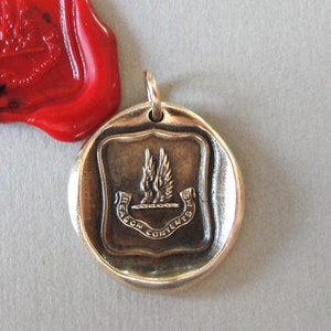 Reason Contents Me - Wax Seal Pendant Protection Wings - Antique Wax Seal Jewelry In Bronze