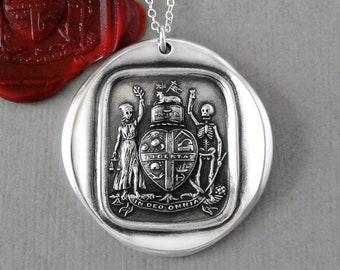 All Things Are In God - Wax Seal Necklace In Silver - Antique Wax Seal Jewelry