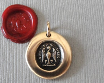 While I Breathe I Hope Wax Seal Charm - Eagle Antique Bronze Wax Seal Jewelry Pendant